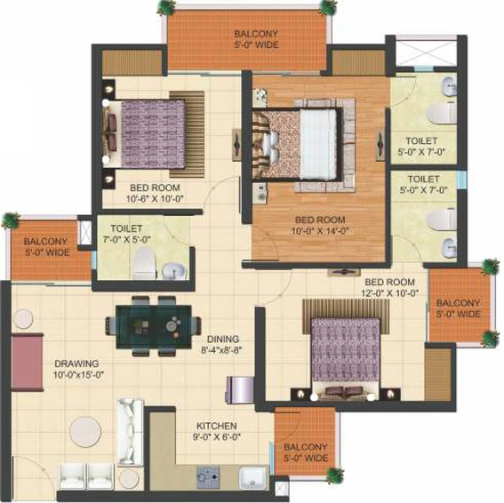 3 BHK Flat in Ratandeep Silver Homes in NH 24, Ghaziabad - Image 323103