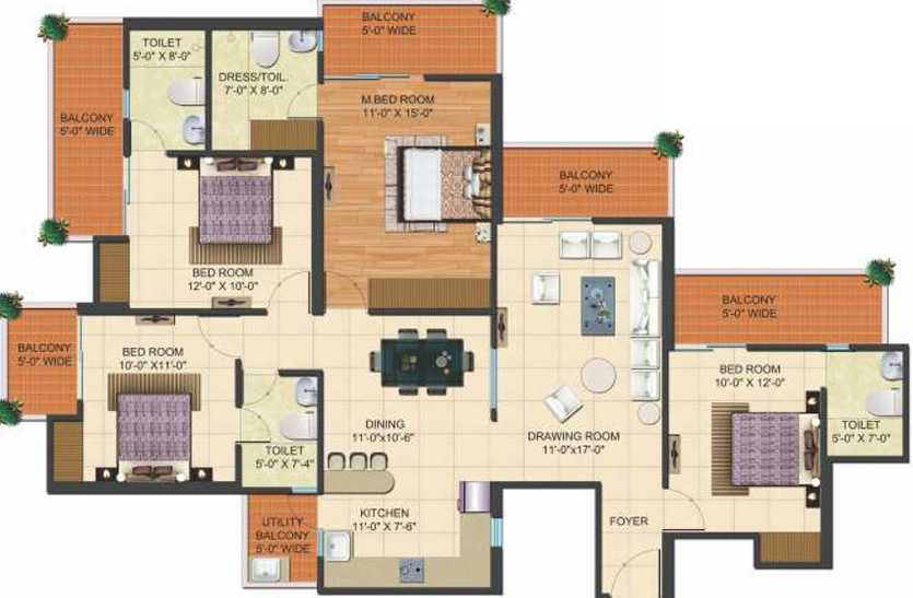 4 BHK Flat in Ratandeep Silver Homes in NH 24, Ghaziabad - Image 323104
