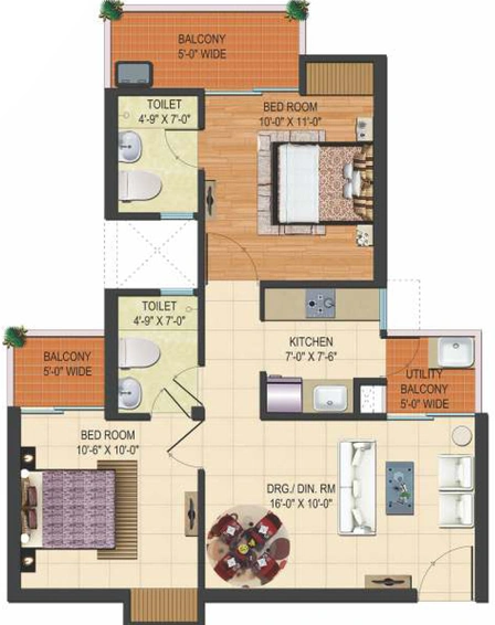 2 BHK Flat in Ratandeep Silver Homes in NH 24, Ghaziabad - Image 323099