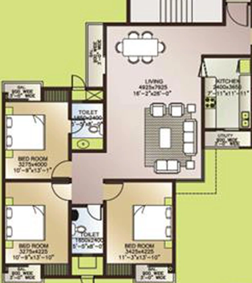 3 BHK Flat in Ansal Celebrity Meadows in Sushant Golf City, Lucknow - Image 495517
