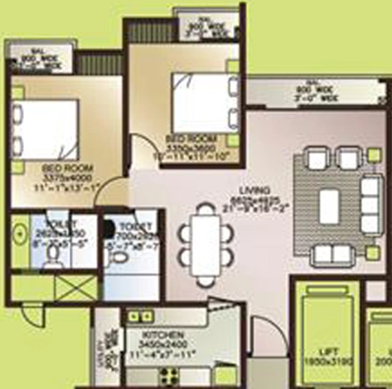 2 BHK Flat in Ansal Celebrity Meadows in Sushant Golf City, Lucknow - Image 495515