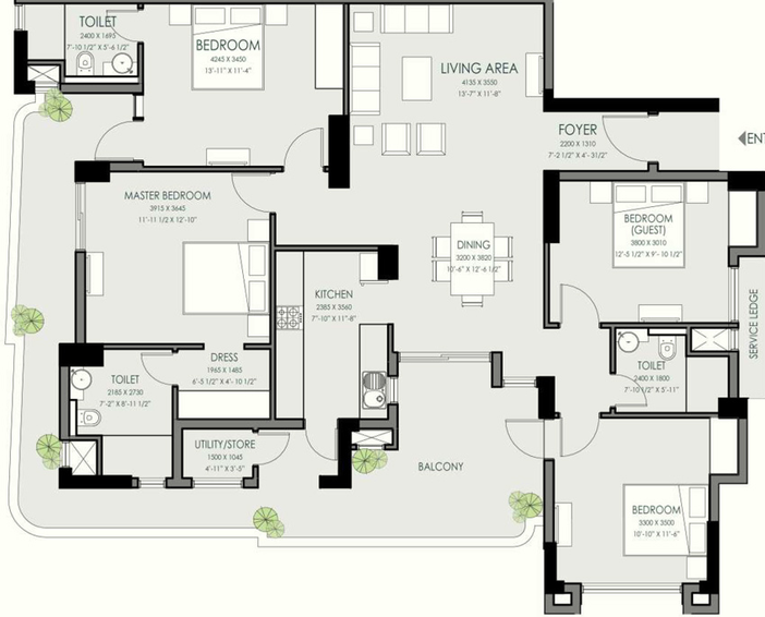 4 BHK Flat in Eldeco Latitude 27 in IIM Road, Lucknow - Image 332499