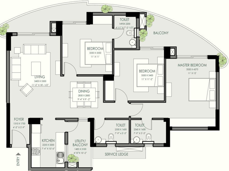 3 BHK Flat in Eldeco Latitude 27 in IIM Road, Lucknow - Image 332498