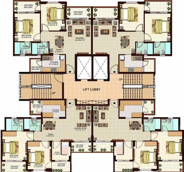 Floor Plan of Grand Omaxe in Gomti Nagar Extension, Lucknow - Image 91802