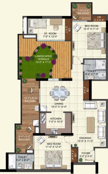 2 BHK Flat in Omega Windsor Greens in Faizabad Road, Lucknow - Image 333362