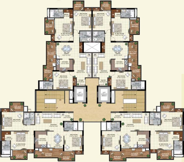 Floor Plan of Omega Windsor Greens in Faizabad Road, Lucknow - Image 3566