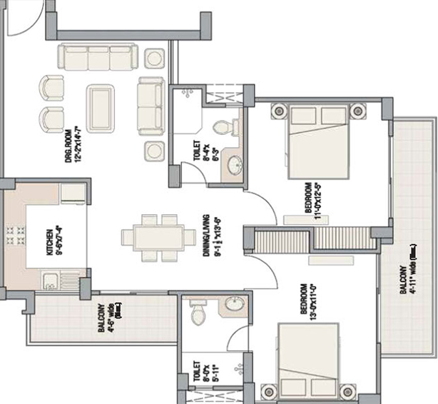 3 BHK Flat in Eldeco Luxa in Sitapur Road, Lucknow - Image 333426