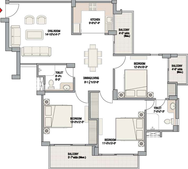 3 BHK Flat in Eldeco Luxa in Sitapur Road, Lucknow - Image 333427