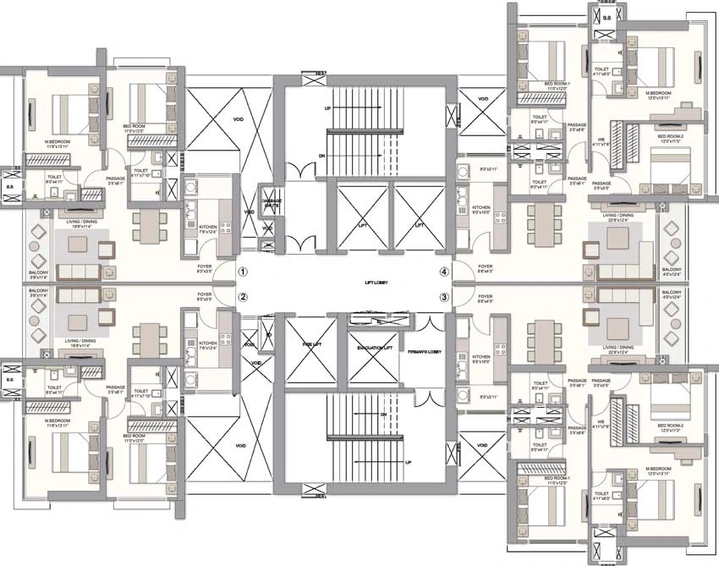 Floor Plan of Prestige Jasdan Classic in Byculla East, Mumbai - Image 81835