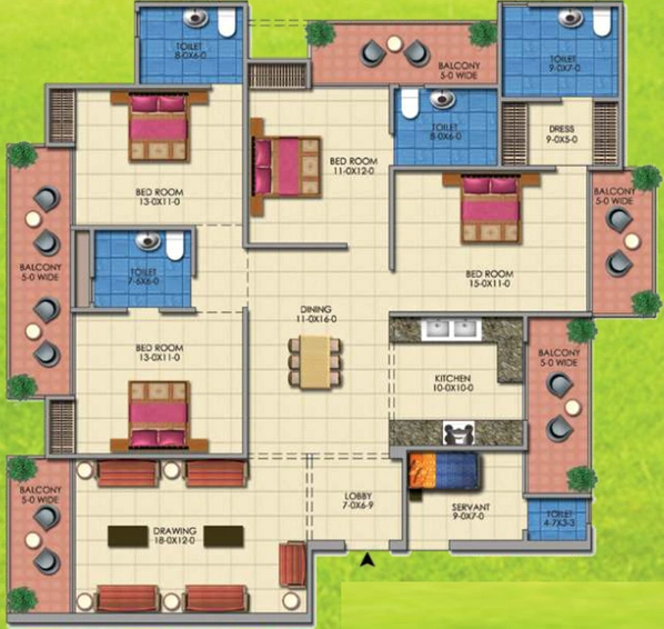 4 BHK Flat in Apex Golf Avenue in Sector 1, Greater Noida - Image 699295