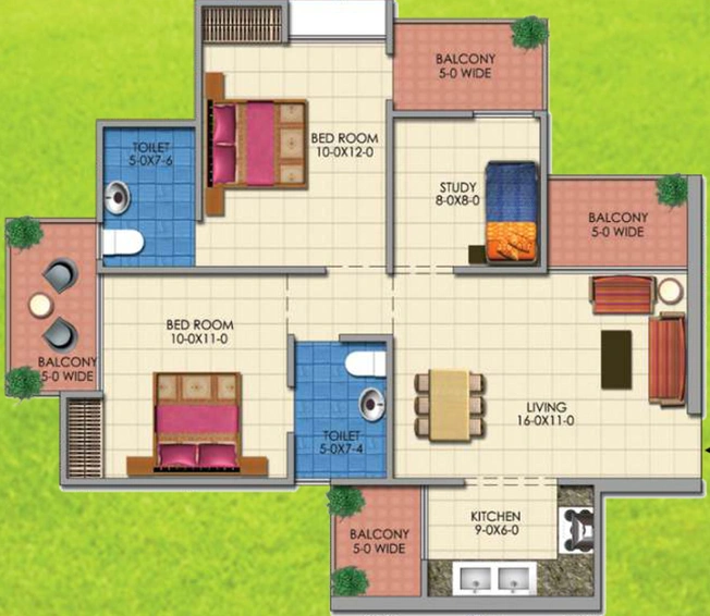 2 BHK Flat in Apex Golf Avenue in Sector 1, Greater Noida - Image 699291