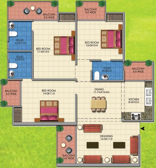 3 BHK Flat in Apex Golf Avenue in Sector 1, Greater Noida - Image 699293