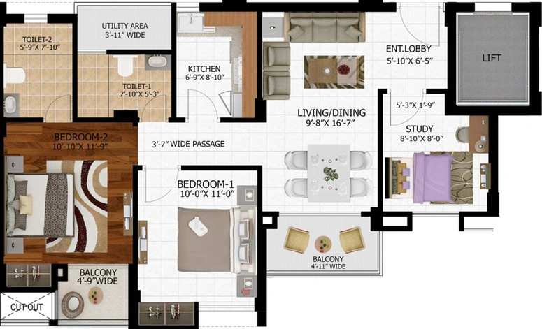 2 BHK Flat in Shalimar Mannat in Faizabad Road, Lucknow - Image 495567