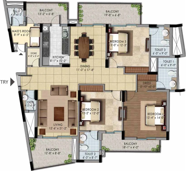 4 BHK Flat in Belvedere Court - One World in Gomti Nagar Extension, Lucknow - Image 343116