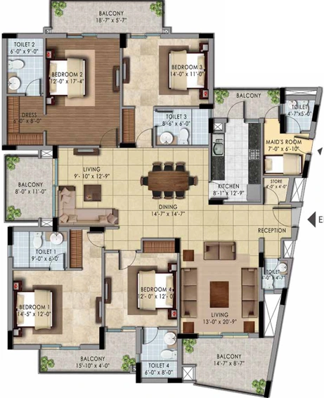 4 BHK Flat in Belvedere Court - One World in Gomti Nagar Extension, Lucknow - Image 343117