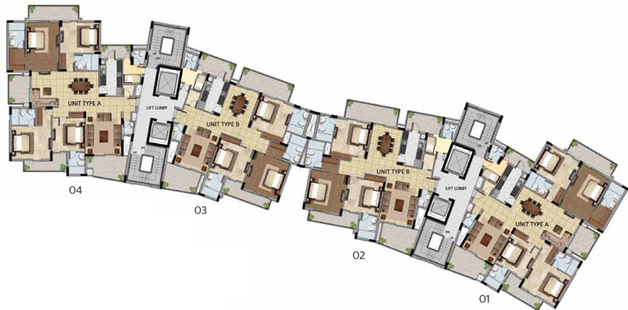 Floor Plan of Belvedere Court - One World in Gomti Nagar Extension, Lucknow - Image 3715