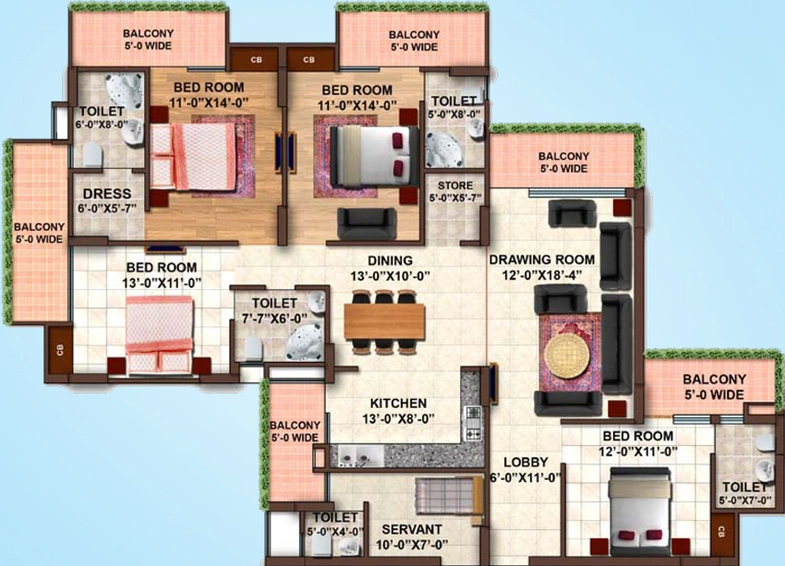 4 BHK Flat in Samiah Greenview Apartments in Pi I & II, Greater Noida - Image 509392