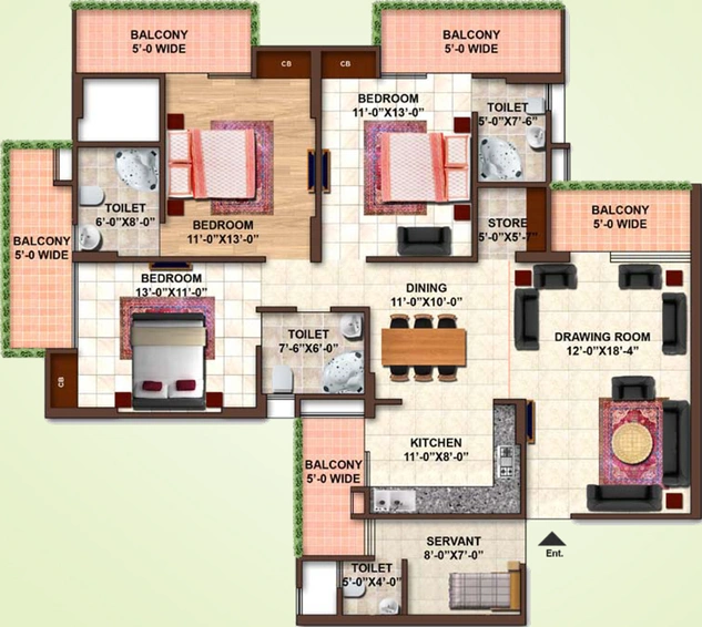 3 BHK Flat in Samiah Greenview Apartments in Pi I & II, Greater Noida - Image 509391
