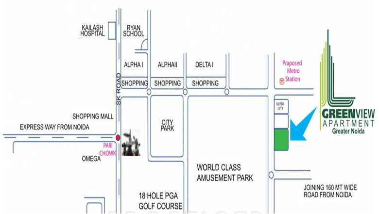 Location of Samiah Greenview Apartments in Pi I & II, Greater Noida - Image 55288