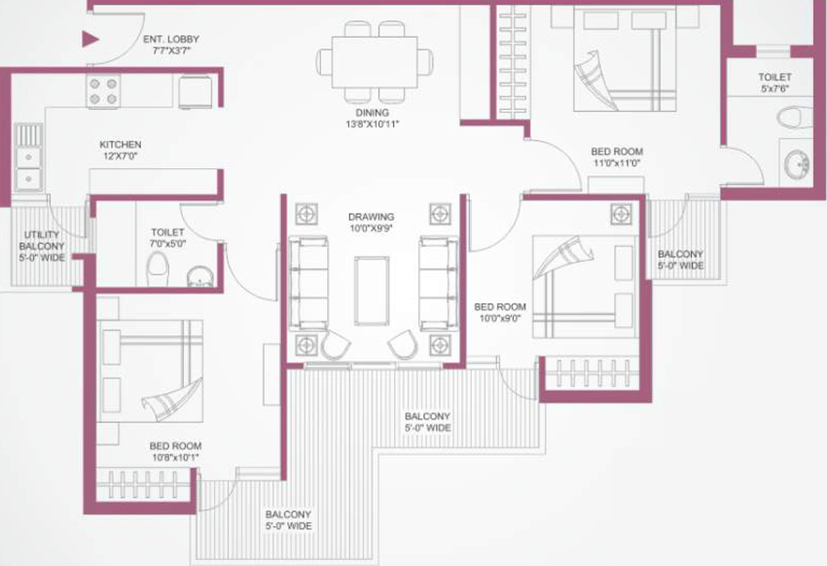 3 BHK Flat in Vardhman Eta Residency in Eta 1, Greater Noida - Image 509461