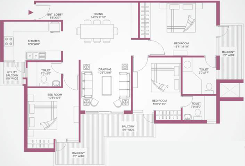 3 BHK Flat in Vardhman Eta Residency in Eta 1, Greater Noida - Image 509462