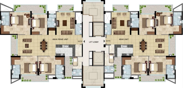 Floor Plan of Belvedere Court 3 - One World in Gomti Nagar Extension, Lucknow - Image 70236