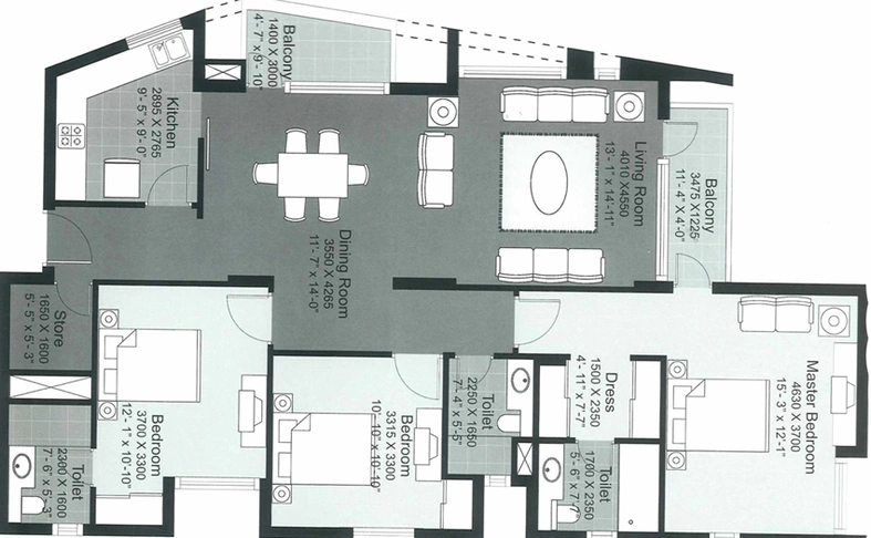 3 BHK Flat in Unitech Heights in Chi 3, Greater Noida - Image 509635