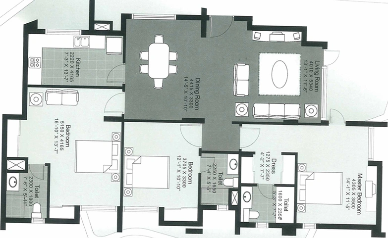 3 BHK Flat in Unitech Heights in Chi 3, Greater Noida - Image 509634