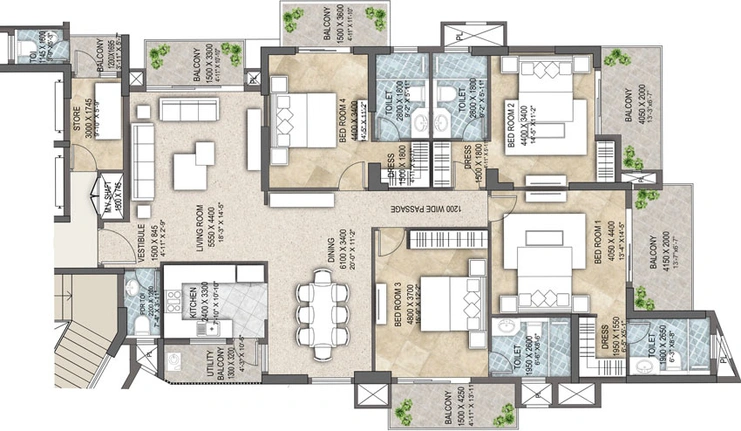 4 BHK Flat in Belvedere Suites - One World in Gomti Nagar Extension, Lucknow - Image 395839