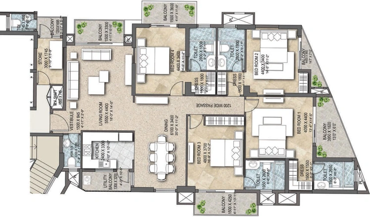 4 BHK Flat in Belvedere Suites - One World in Gomti Nagar Extension, Lucknow - Image 395838