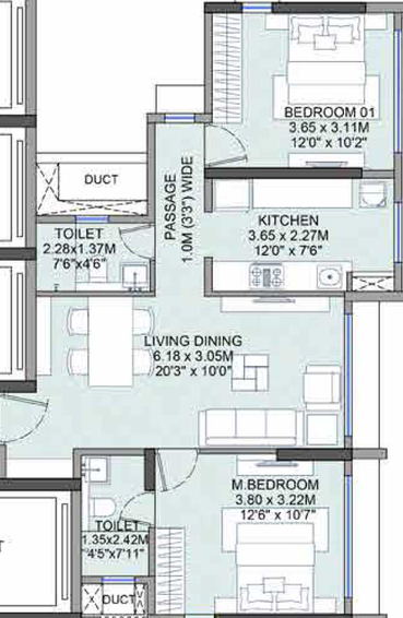 2 BHK Flat in Wadhwa Dukes Horizon in Chembur East, Mumbai - Image 426314
