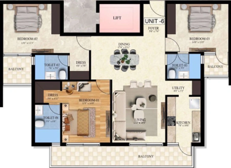 3 BHK Flat in Oro Constella in Amar Shaheed Path, Lucknow - Image 333825
