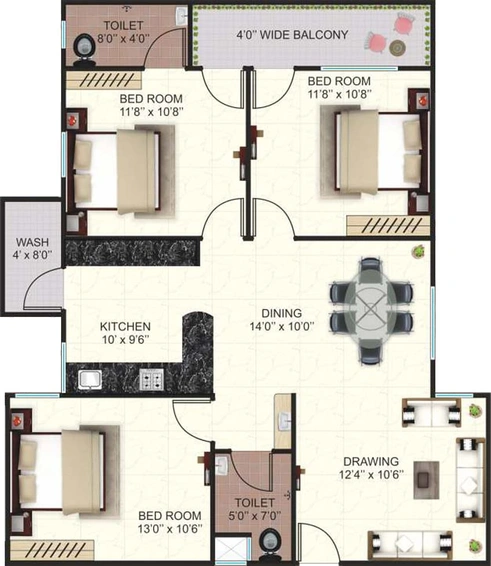 3 BHK Flat in Aashima Royal City in Hoshangabad Road, Bhopal - Image 397226