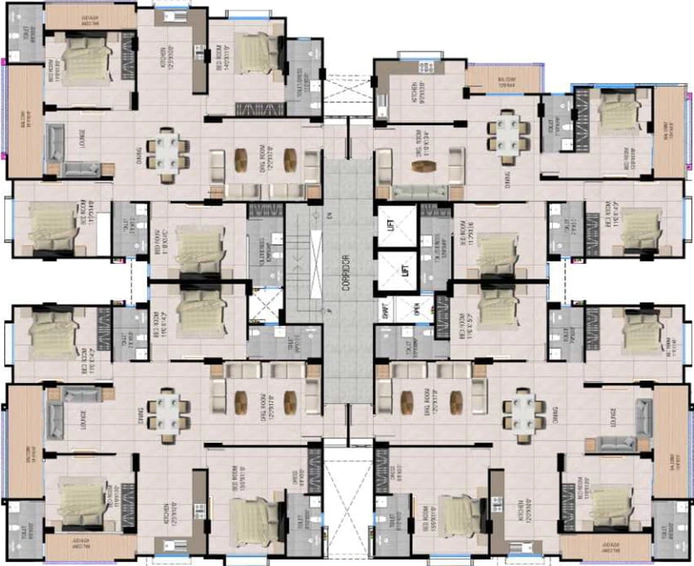 Floor Plan of Dream Luxuria in Hoshangabad Road, Bhopal - Image 45373
