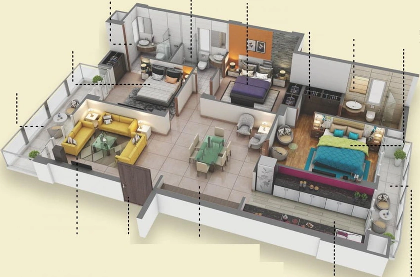 3 BHK Flat in Tulsiani Urban Woods in Sushant Golf City, Lucknow - Image 660527