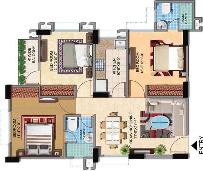3 BHK Flat in BBD Lotus Court - Green City in Faizabad Road, Lucknow - Image 690008