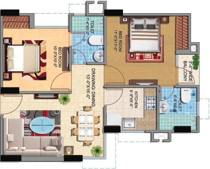 2 BHK Flat in BBD Lotus Court - Green City in Faizabad Road, Lucknow - Image 690007