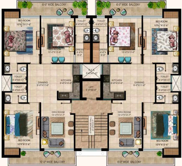 Floor Plan of Green Valley Residencia in Zirakpur, Chandigarh - Image 3643