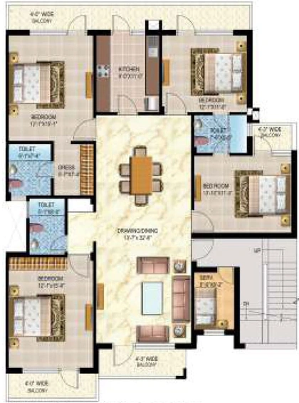 4 BHK Flat in Omaxe Silver Birch in New Chandigarh, Chandigarh - Image 491773
