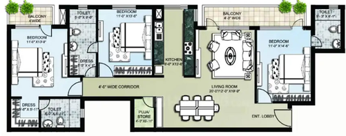 3 BHK Flat in Omaxe The Lake in New Chandigarh, Chandigarh - Image 512385