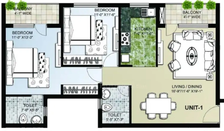 2 BHK Flat in Omaxe The Lake in New Chandigarh, Chandigarh - Image 512383