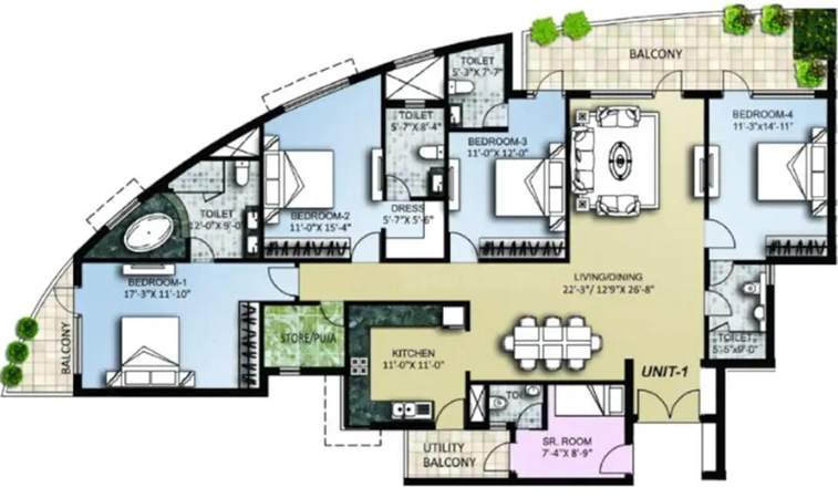 4 BHK Flat in Omaxe The Lake in New Chandigarh, Chandigarh - Image 512390