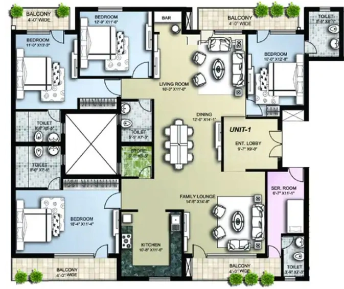 4 BHK Flat in Omaxe The Lake in New Chandigarh, Chandigarh - Image 512388