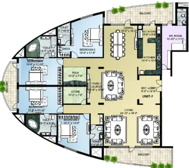 4 BHK Flat in Omaxe The Lake in New Chandigarh, Chandigarh - Image 512391