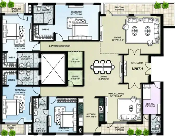 4 BHK Flat in Omaxe The Lake in New Chandigarh, Chandigarh - Image 512389