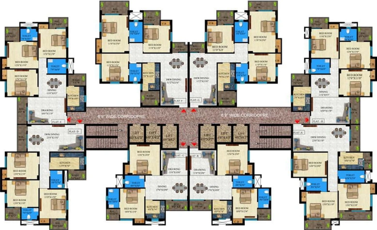 Floor Plan of NK Oak Elegance in Argora, Ranchi - Image 114306