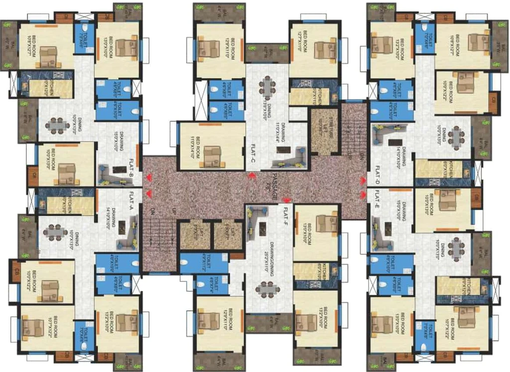 Floor Plan of NK Oak Elegance Sainik Colony in Booty More, Ranchi - Image 99761