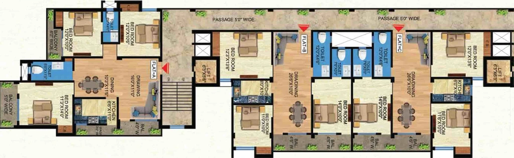 Floor Plan of NK Palm Homes in Pundag, Ranchi - Image 5703