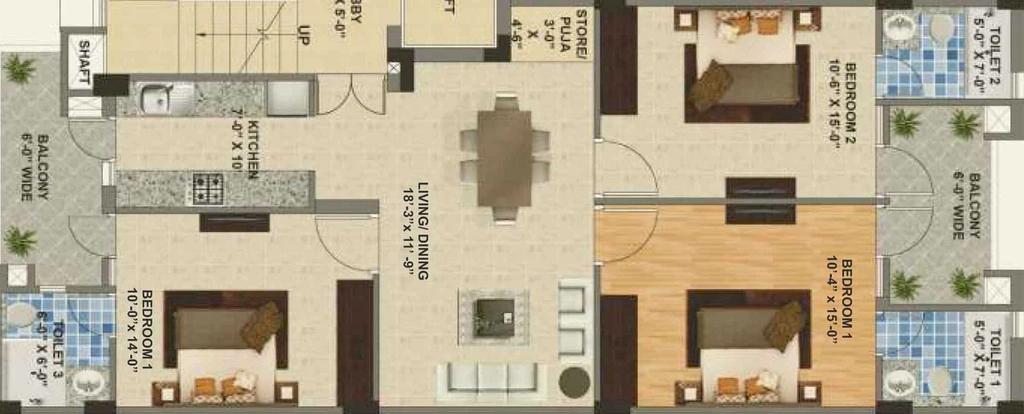 3 BHK Flat in Harmony Imperial Apartments in Zirakpur, Chandigarh - Image 512456