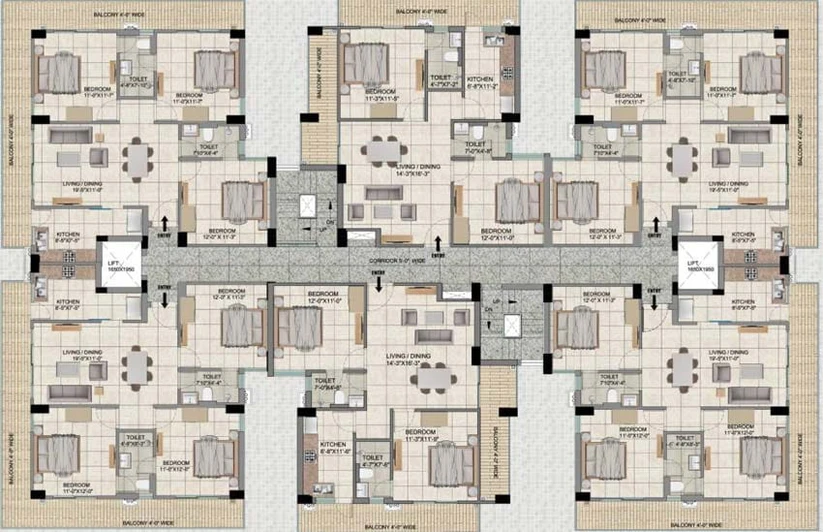 Floor Plan of Kalsi Heritage One in Simliya, Ranchi - Image 51584